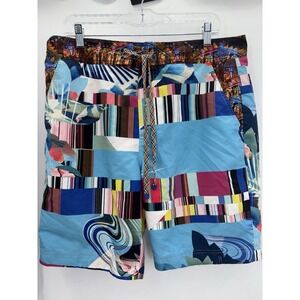 Robert Graham Swim Trunks Size 34 Colorful Artsy Geometric Print‎ Beach Shorts